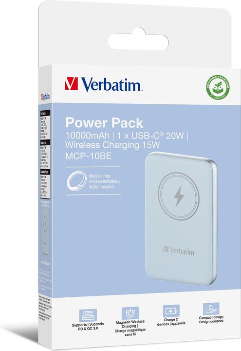 Produktbild Verbatim POWER BANK 10000 BLEU (10000 mAh, 20 W, 37 Wh)