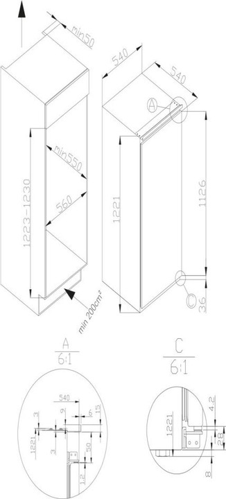 Immagine prodotto Amica Frigorifero con vano congelatore EKSS 362 220 LxAxP 56 x 122,6 x 55 cm Sezione fredda 163 l (179 l)