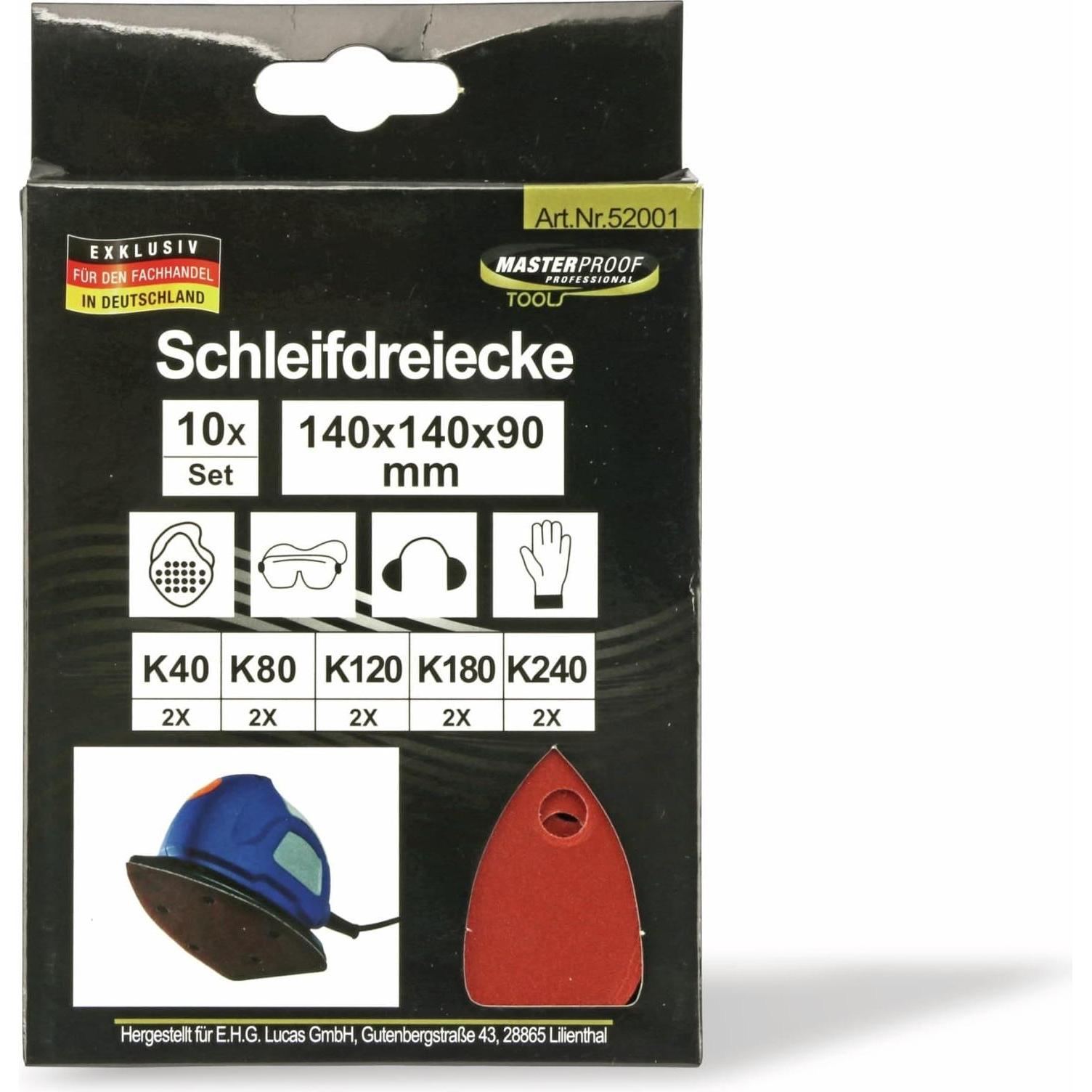 Thumbnail - Eneroid, Schleifmittel, 10er-Schleifdreiecke-Set, 140x140x90mm je 2x K40/K80/K120/K180/K240