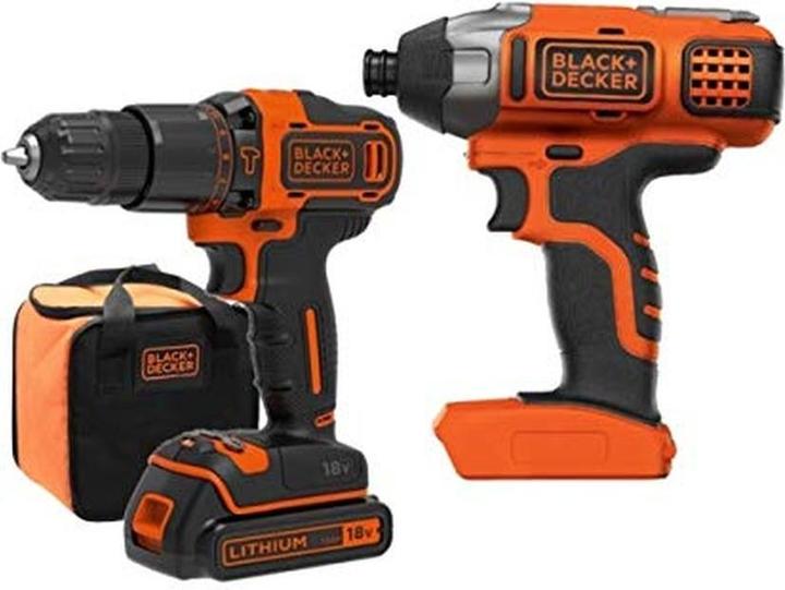 Productafbeelding Black & Decker BLACK+DECKER ZESTAW 18V WKRĘTARKA + ZAKRĘTARKA 1x1,5Ah + TORBA (Klopboormachine, Slagschroevendraaier)