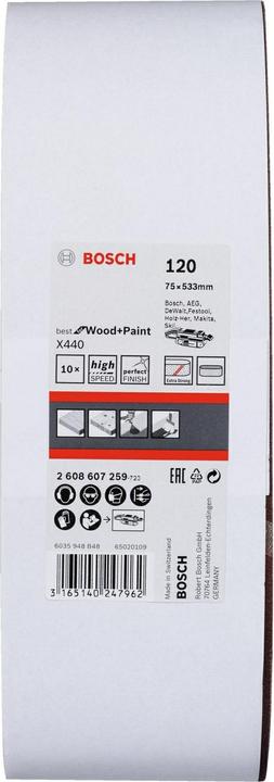 Image du produit Bosch Professional Zubehör PRO X440 bande abrasive, 75 x 533 mm, G120 (120)