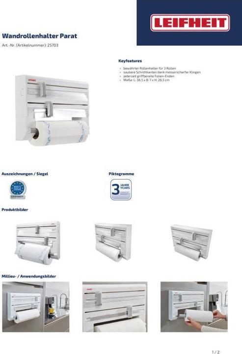 Produktbild Leifheit Wandrollenhalter Parat