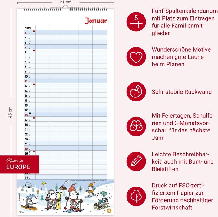 Actual product image sheepworld Familienplaner 2026 (21 x 45 cm, German)