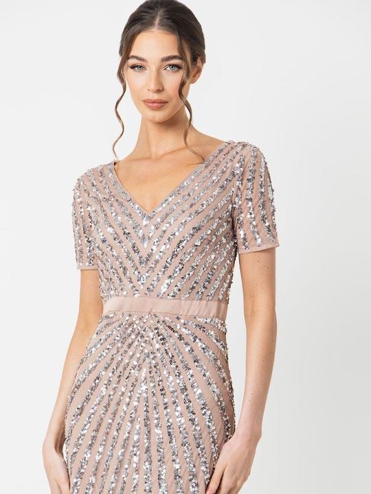 Produktbild Herba Maxi Glitzer V-Ausschnitt Empire-Taille Kleid (54)