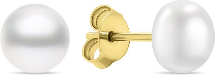 Brilio Silver - Charming Gold Plated Stud Earrings With Real Pearls EA585/6/7/8Y - Diameter: 0.8 cm