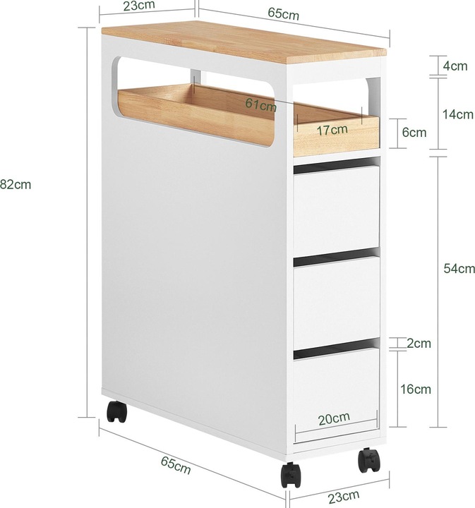 Image du produit SoBuy Étagère en niche avec 3 tiroirs (23 x 65 x 82 cm)