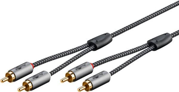 Actual product image Goobay Stereo cinch cable, 1 m, Sharkskin Grey (1 m, Cinch)