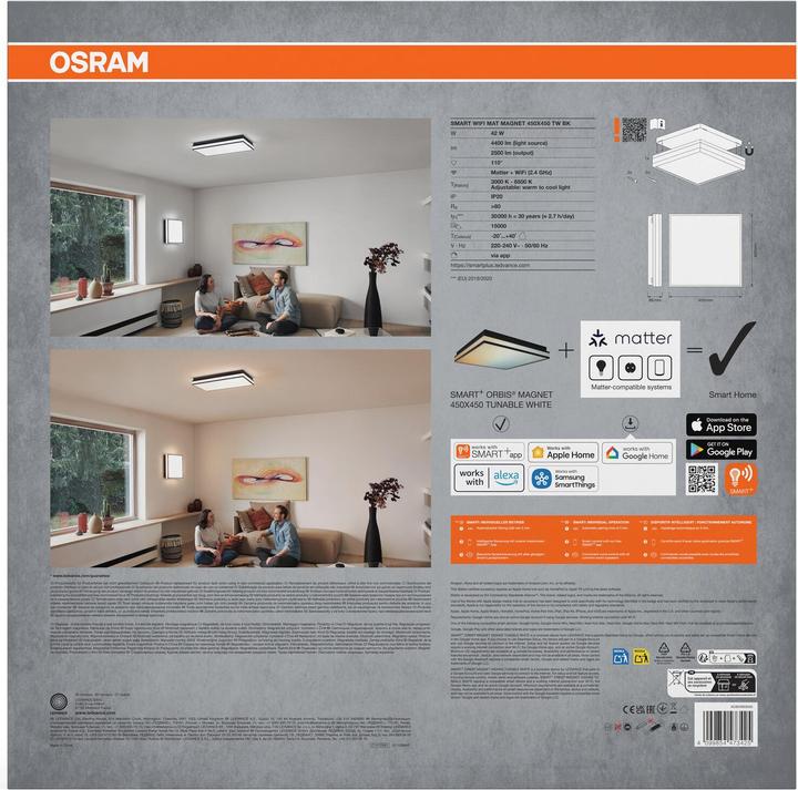Produktbild Osram SMART+ Matter Magnet Black 450x450mm Tunable White (2500 lm)