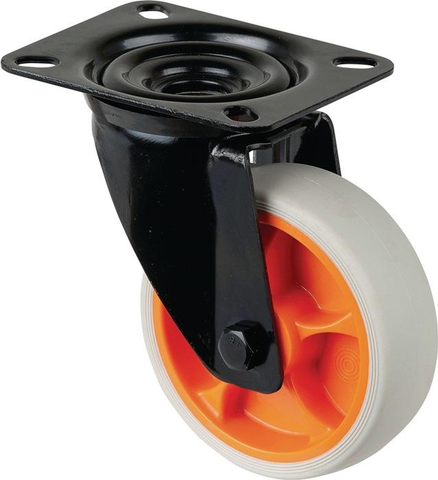 BS Rollen Ruota girevole Ø 100 mm Portata 110 kg Ruote girevoli Piastra in gomma L104xW80 mm Colore ruota
