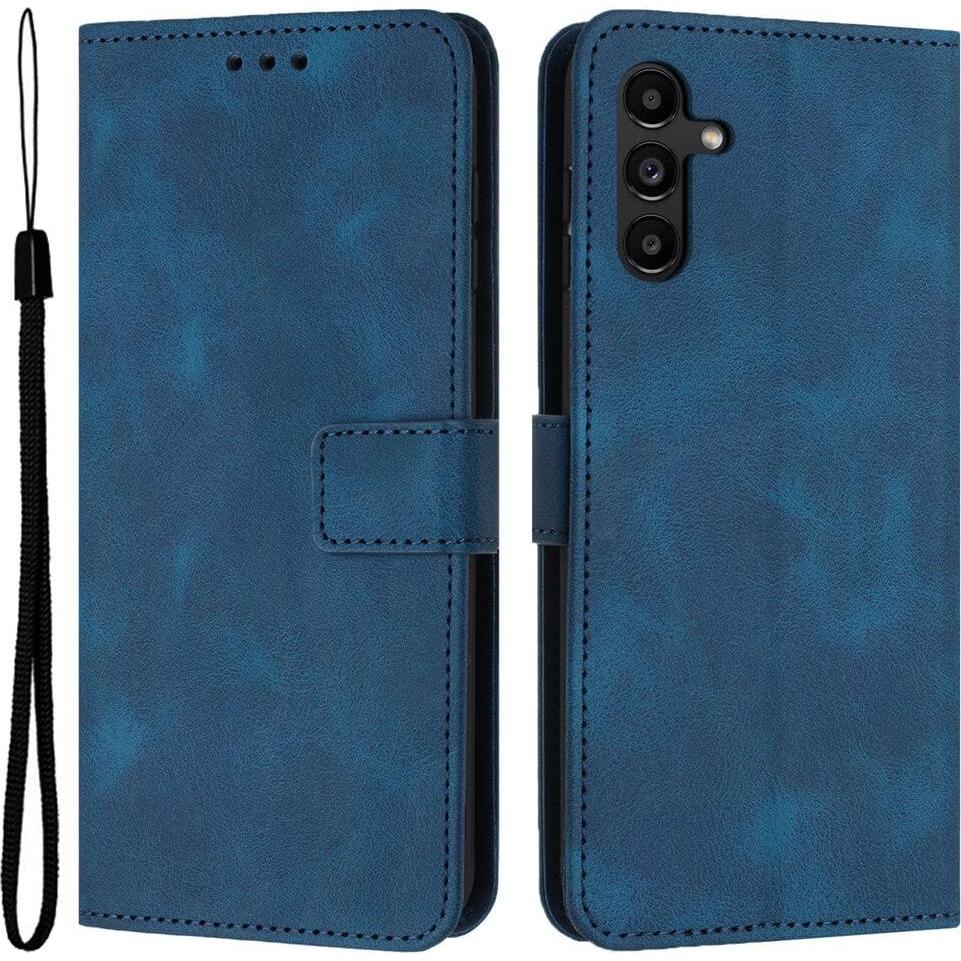 Cover-Discount Galaxy S25 FE – Wildleder Look Etui im Vintage Design (Samsung Galaxy S25 FE), Cover smartphone, Blu