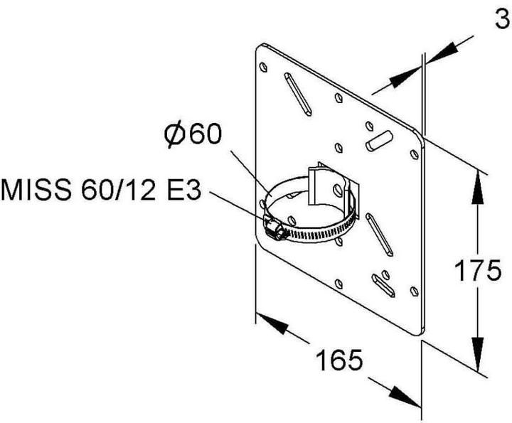 Actual product image Niedax NIE MIMPA 60/175 F mounting plate H175mm D60mm fire-retardant.