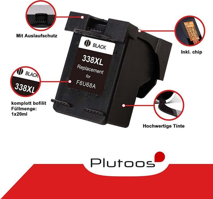 Actual product image Plutoos HP 338XL HP 343XL Cartridges XXL compatible, set of 2 BK+CL (CL, FC)