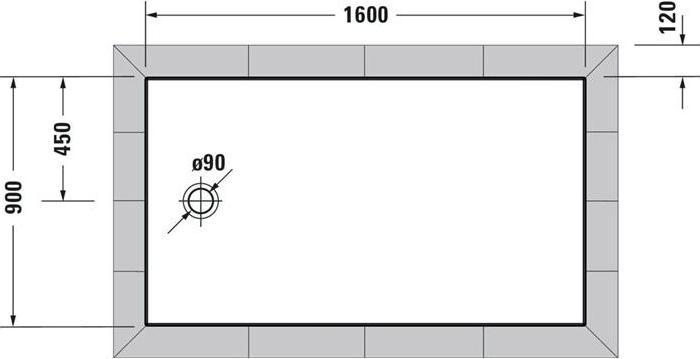 Produktbild Duravit Rechteck-Duschwanne TEMPANO 1600x900x50mm weiss