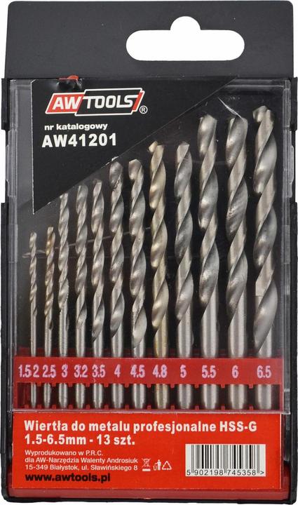 Actual product image Awtools WIERTŁA DO METALU HSS-G KOMPLET 13elem. /1.5-6.5mm/ (1.5)