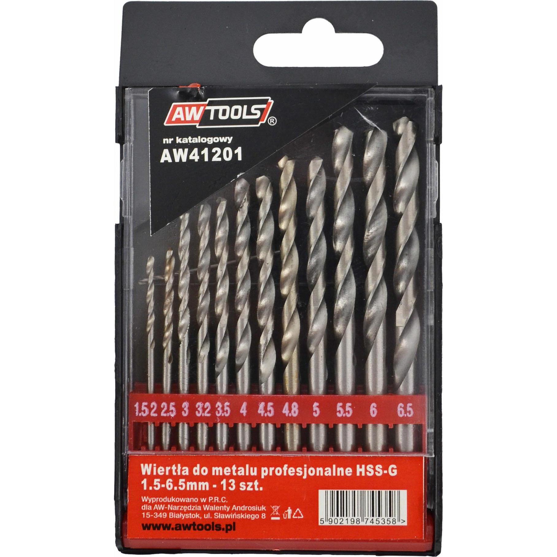 Awtools, Punta da trapano, WIERTŁA DO METALU HSS-G KOMPLET 13elem. /1.5-6.5mm/ (1.5)