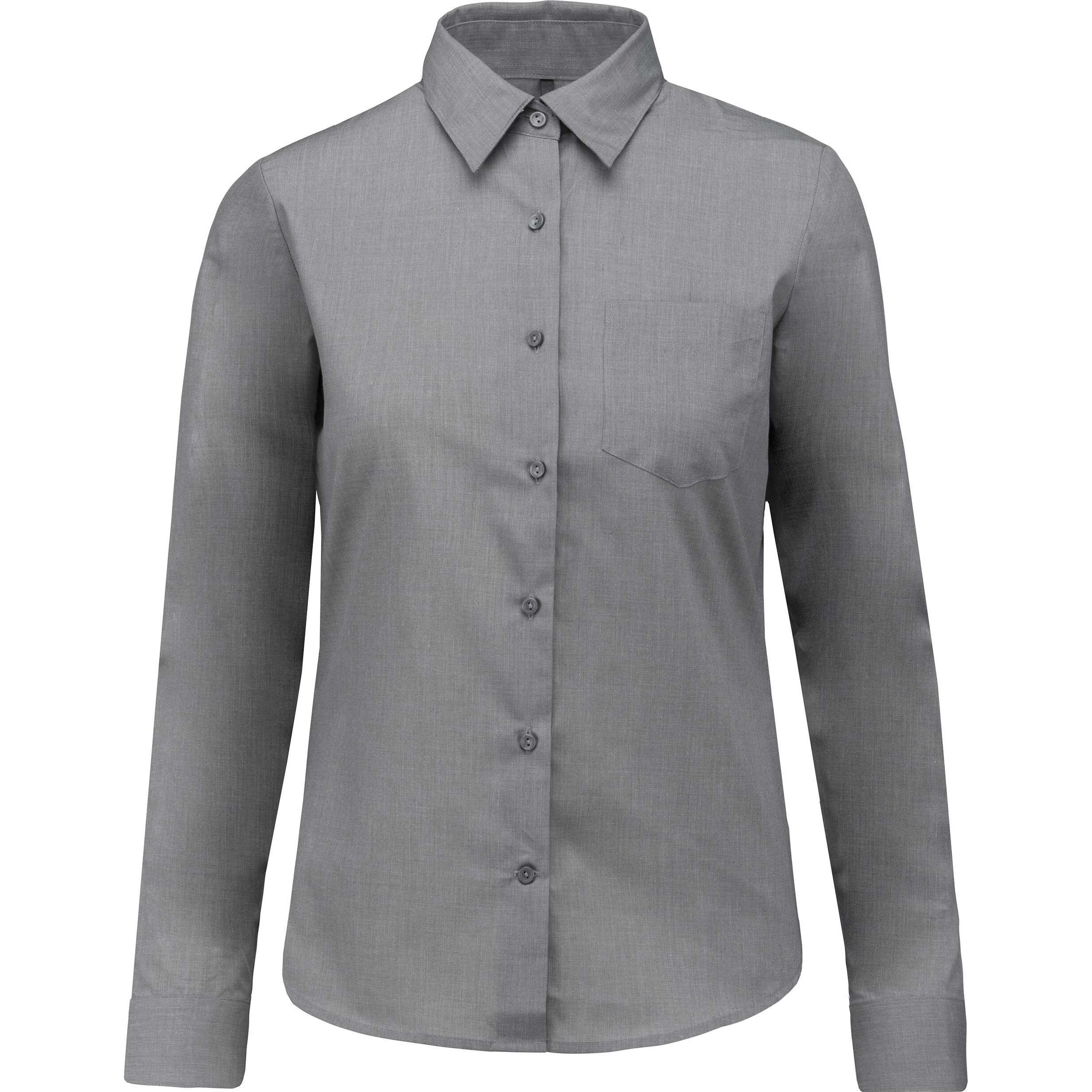 Kariban, Damen, Hemd, Damenbluse mit langen Ärmeln Jesica, Grau, (L)