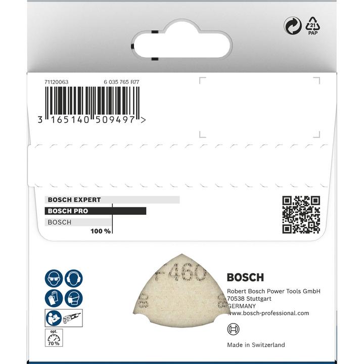 Produktbild Bosch Zubehör PRO F460 Schleifblatt, 93 x 93 mm, G60, G80, G120, G180, G240, 5-tlg. (100, 120, 180, 60, 80)