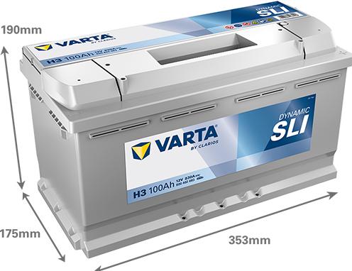 Immagine prodotto Varta Accumulatore 12V 100Ah/830A (P+ standard) 353x175x190 B13 (rozruchowy) (12 V, 100 Ah, 830 A)
