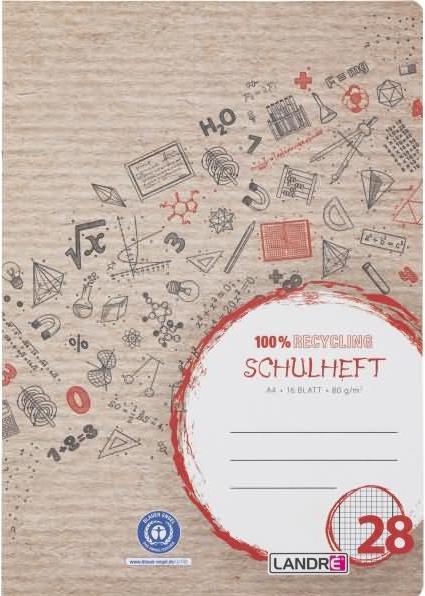 Actual product image Landré Recycling A4 2-fold-saddle stitching exercise book (A4, Lined)