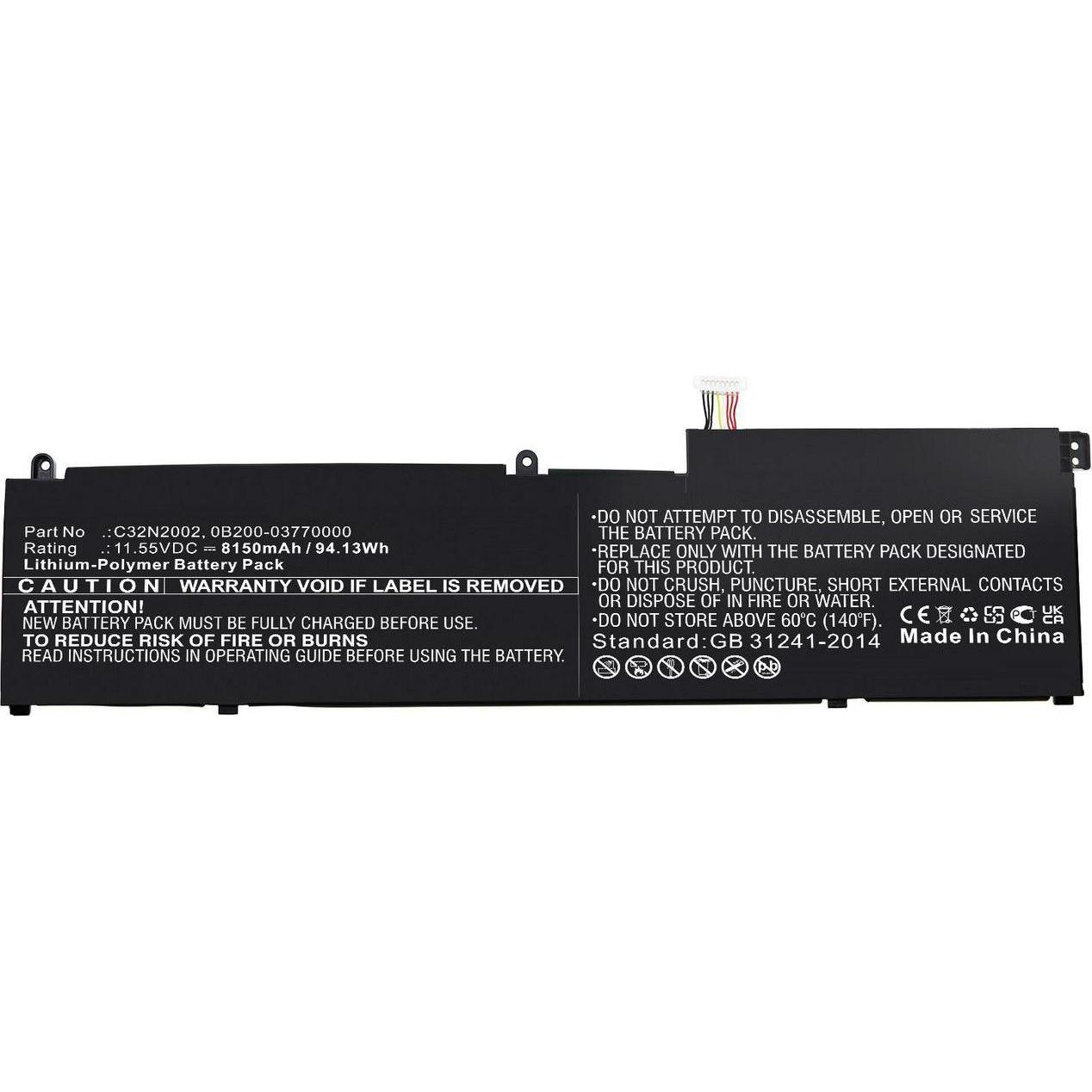 CoreParts Battery for Asus Notebook (8150 mAh), Notebook Akku, Schwarz