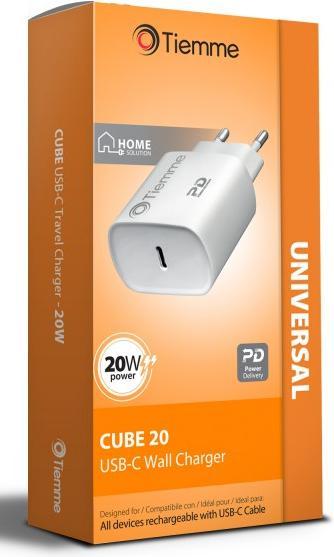 Actual product image Tiemme Chargeur secteur 1 port USB-C 20W (Blanc) (20 W)