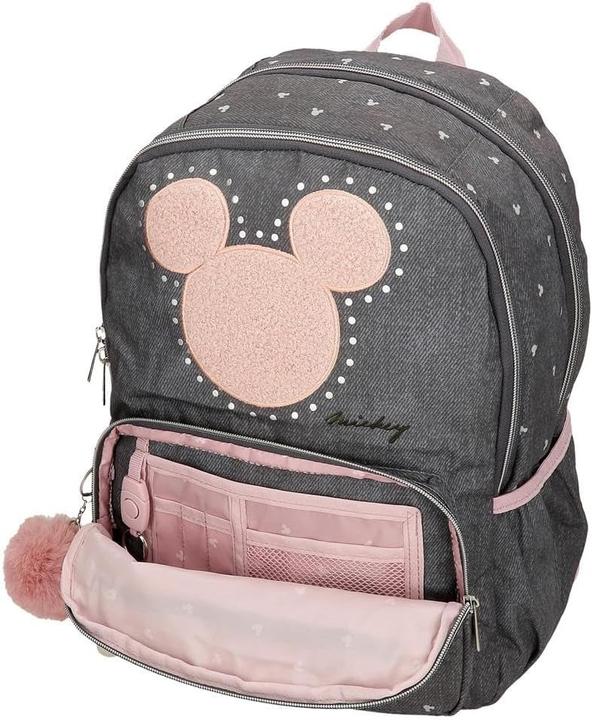 Actual product image Disney Mickey Studs Backpack with Trolley and Decorative Pompon (24.68 l)
