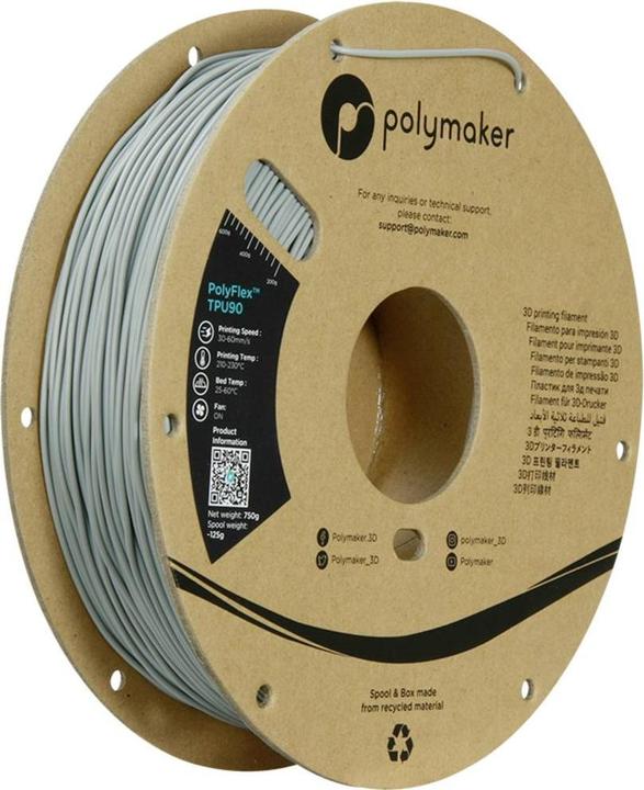 Produktbild Polymaker PolyFlex TPU-90A Grey 1.75mm 750g (TPU, 1.75 mm, 750 g)