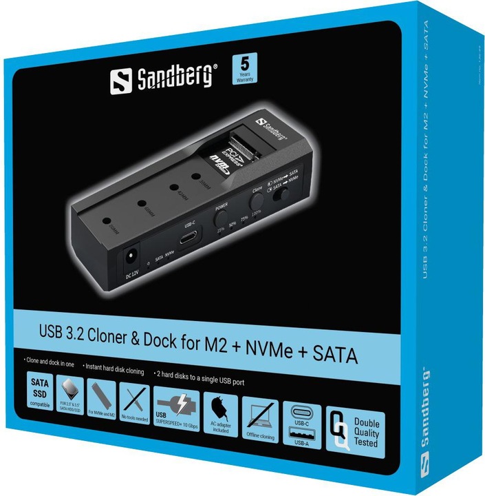 Productafbeelding Sandberg USB-3 Cloner+Dock M2+NVMe+SATA