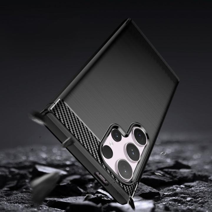 Actual product image Hurtel Carbon coverFlexible silicone-carbon cover - Black (Samsung Galaxy S24 Ultra)