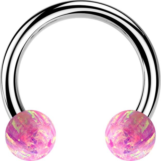 Produktbild Star Piercing Circular Barbell silber mit zwei Kugeln Opal pink (ohne Messing, Chirurgenstahl 316L)