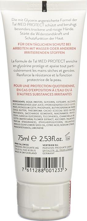 Nutritional values and ingredients Med hand cream protect Tb 75 ml (75 ml)