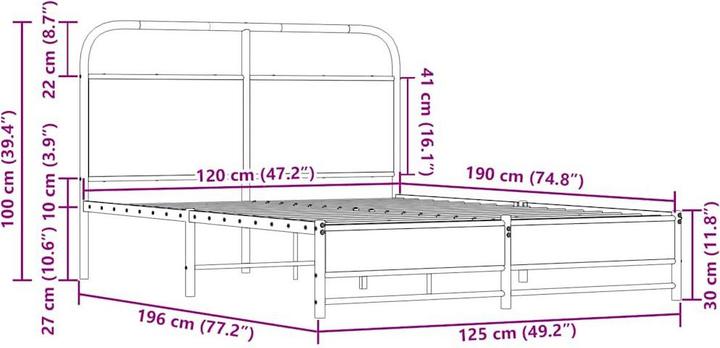 Produktbild vidaXL Bettgestell (120 x 190 cm)