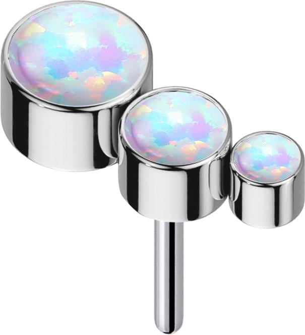 Produktbild Star Piercing Threadless silber absteigend drei Opale weiss (ohne Messing, Titan G23)