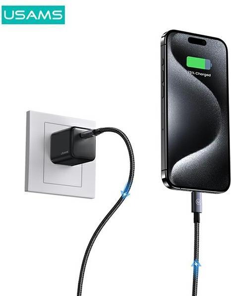 Productafbeelding Usams Kabel USB-C na Lightning 30W 0,25m Snel opladen stalowy/vernietiging SJ679USB01 (US-SJ679) (0.25 m, USB 3.0, 30 W)