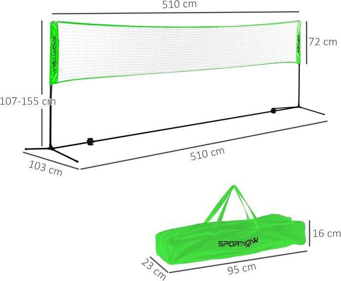 Immagine prodotto Swisshandel24 Badminton Set, Badmintonnetz mit Ständer, Federbällen, 4 Schlägern, Stahl