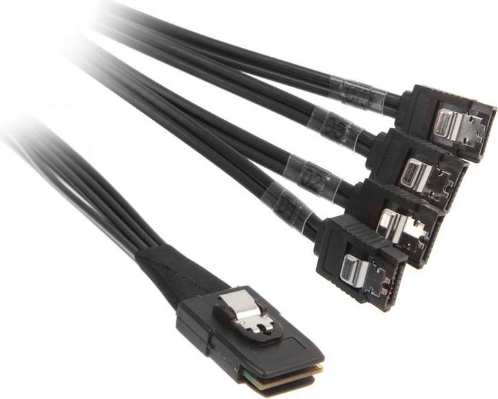 Actual product image InLine SAS cable (OCR), 1x Mini-SAS to 4x SATA