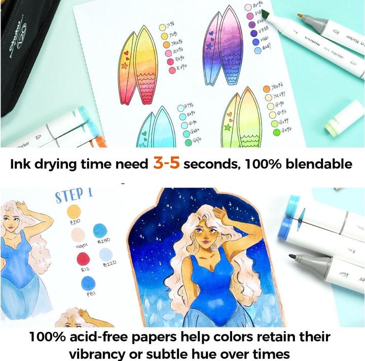 Actual product image Ohuhu Kunst-Skizzenbuch (auslaufsicher) - 150 g/m², 60 Seiten (Plain, Soft cover)