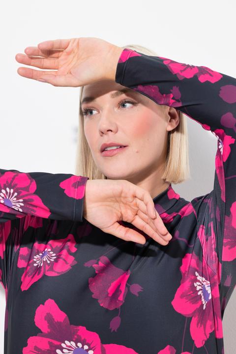 Produktbild Ulla Popken Badekleid, Blüten, Softcups, Langarm, Stehkragen, UPF 50+ (50, 52)