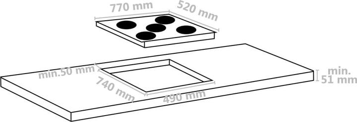 Produktbild vidaXL Herd (52 cm, Glaskeramik Kochfeld)