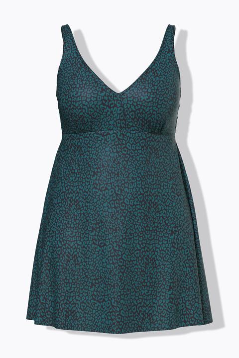 Produktbild Ulla Popken Badekleid, Leomuster, Softcups, Wickeloptik (60)