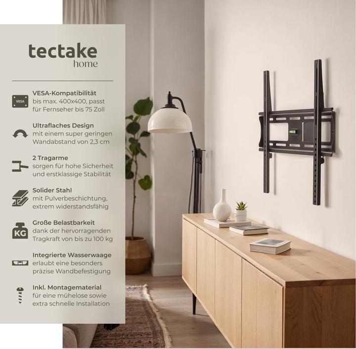 Image du produit tectake Support TV mural (Mur, 55", 90 kg)