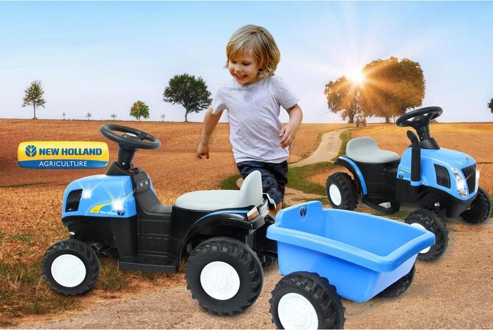 Immagine prodotto Jamara Trattore ride-on New Holland con rimorchio blu 6V (6 V)