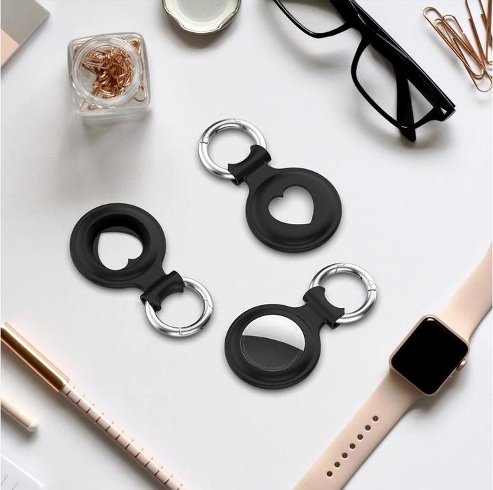 Produktbild Screenguard Apple Airtag Liquid Silikon Heart Case mit Anhänger