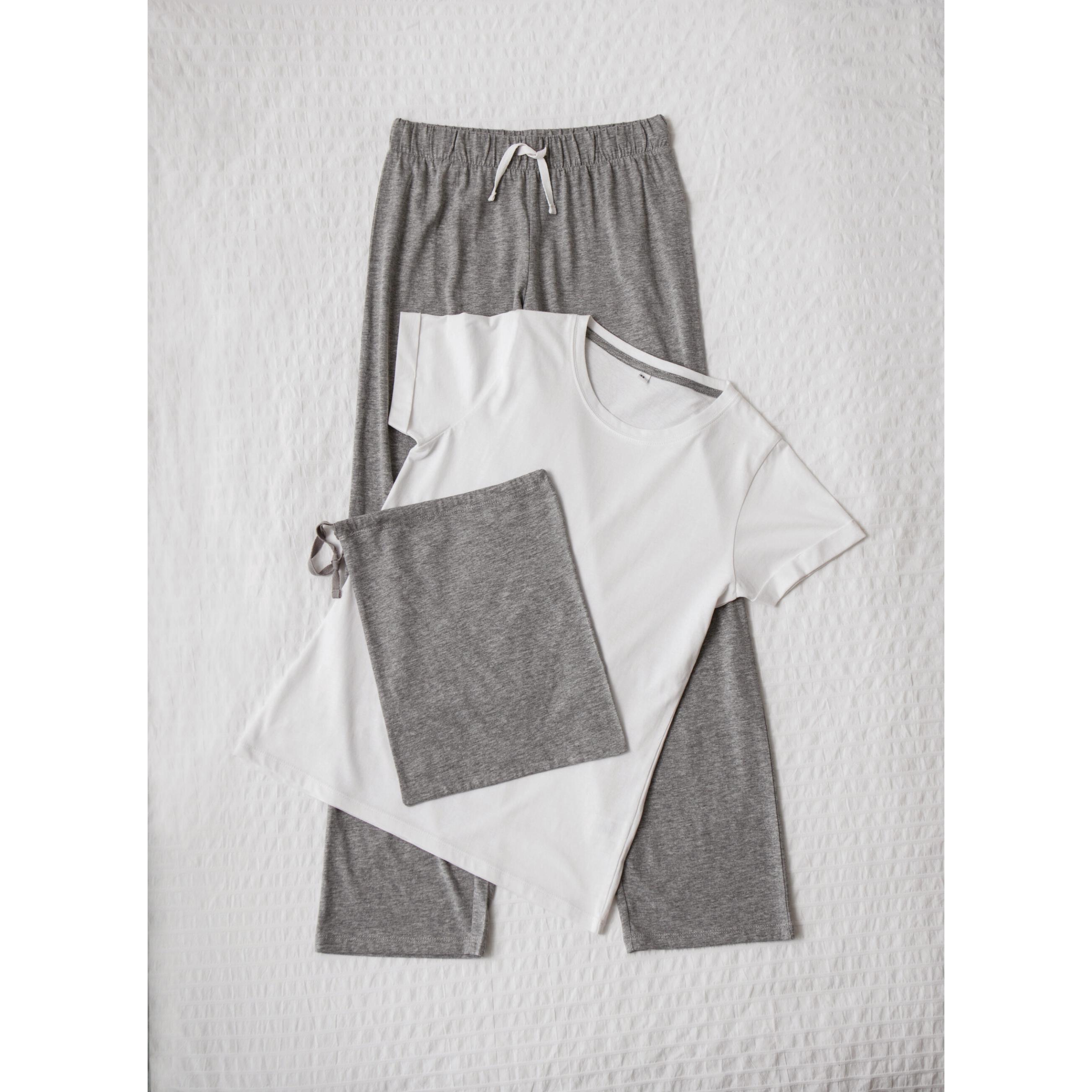 Thumbnail - Towel City, Damen, Pyjama, Langer Pyjama, Damen, Weiss, Grau, (42)