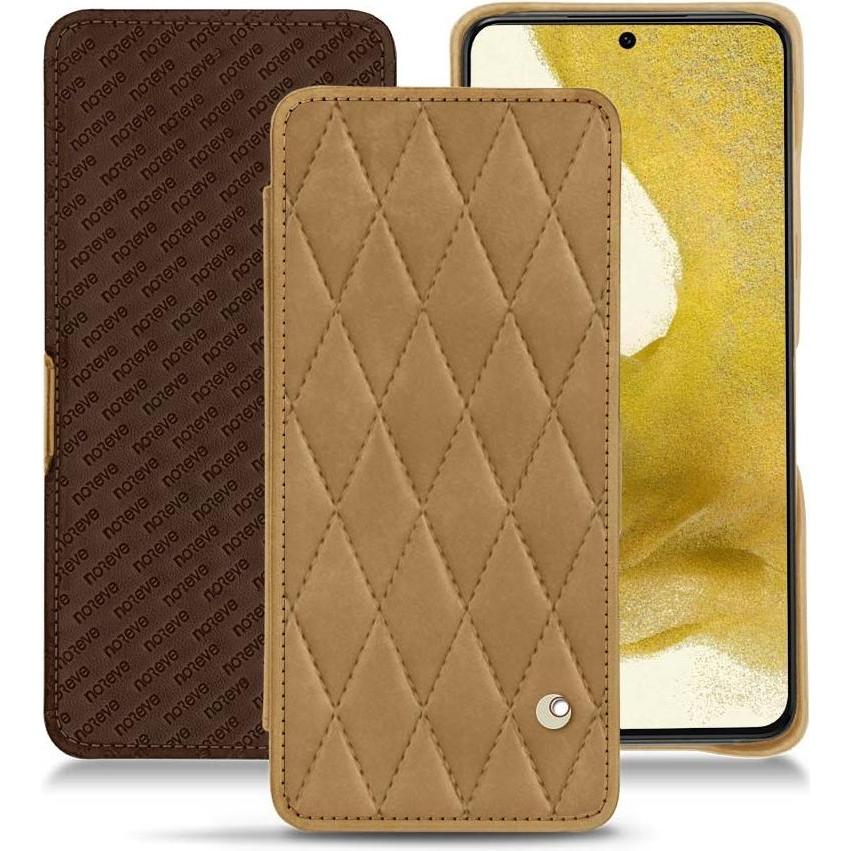Noreve Lederschutzhülle horizontal (Samsung Galaxy S22+), Smartphone Hülle, Braun