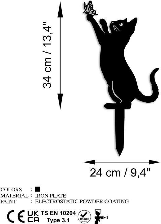 Produktbild Wallxpert Gartenstecker Katze mit Schmeterling