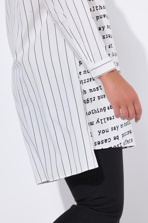 Produktbild Angel of Style Long-Hemdbluse, oversized, Schriftmuster/Streifen (44)