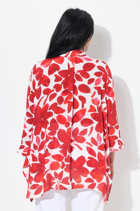 Actual product image Ulla Popken Petal Print Pointed Hem Button Down Blouse (46, 48)