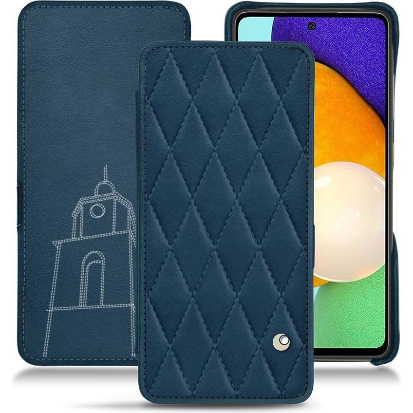 Noreve Lederschutzhülle horizontal (Samsung Galaxy A52), Smartphone Hülle, Blau