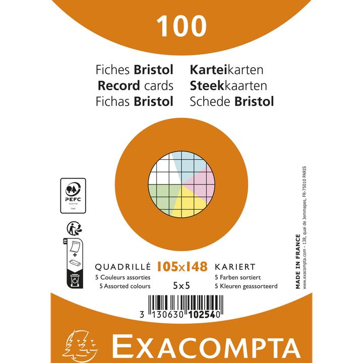 Image du produit Exacompta Cartes-fiches quadrillées (105 x 148 mm, 205 g/m², 100 x)